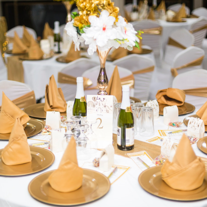 New Year Dinner Gold Theme Setup Package