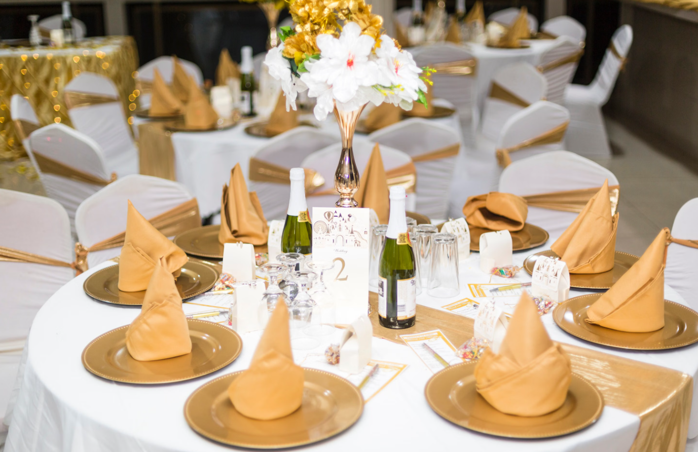 New Year Dinner Gold Theme Setup Package